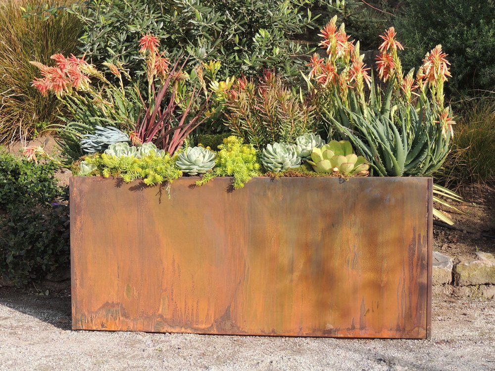 Nice Planter Corten Steel Trough Planter, 20" x 40" x 20"