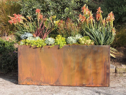 Nice Planter Corten Steel Trough Planter, 20" x 40" x 20"