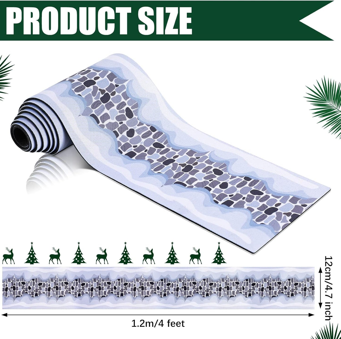 Haull Christmas Village Accessories - Snow Cobblestone Road Mat for Christmas Village Landscape, 4.7 x 47.2 Inch