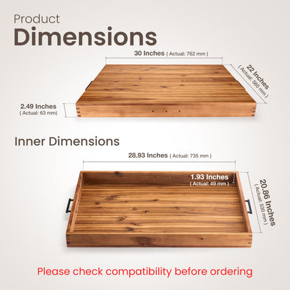 Stove Top Covers for Electric Stove with Handles 30”x22” (Outer) / 28.9”x20.8” (Inner) - Acacia Wood Noodle Board for Gas Stovetop - Stove Top Covers for Gas Burners, Sink Cutting Board (Acacia color)