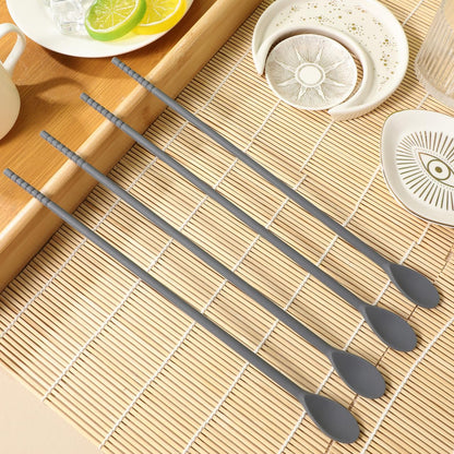 Garneck 2Pairs Double Head Silicone Spoon Stirring Chopsticks 11inch Long Chopsticks with Stirring Spoons Multi-Function Kitchen Utensils for Mixing Beverages