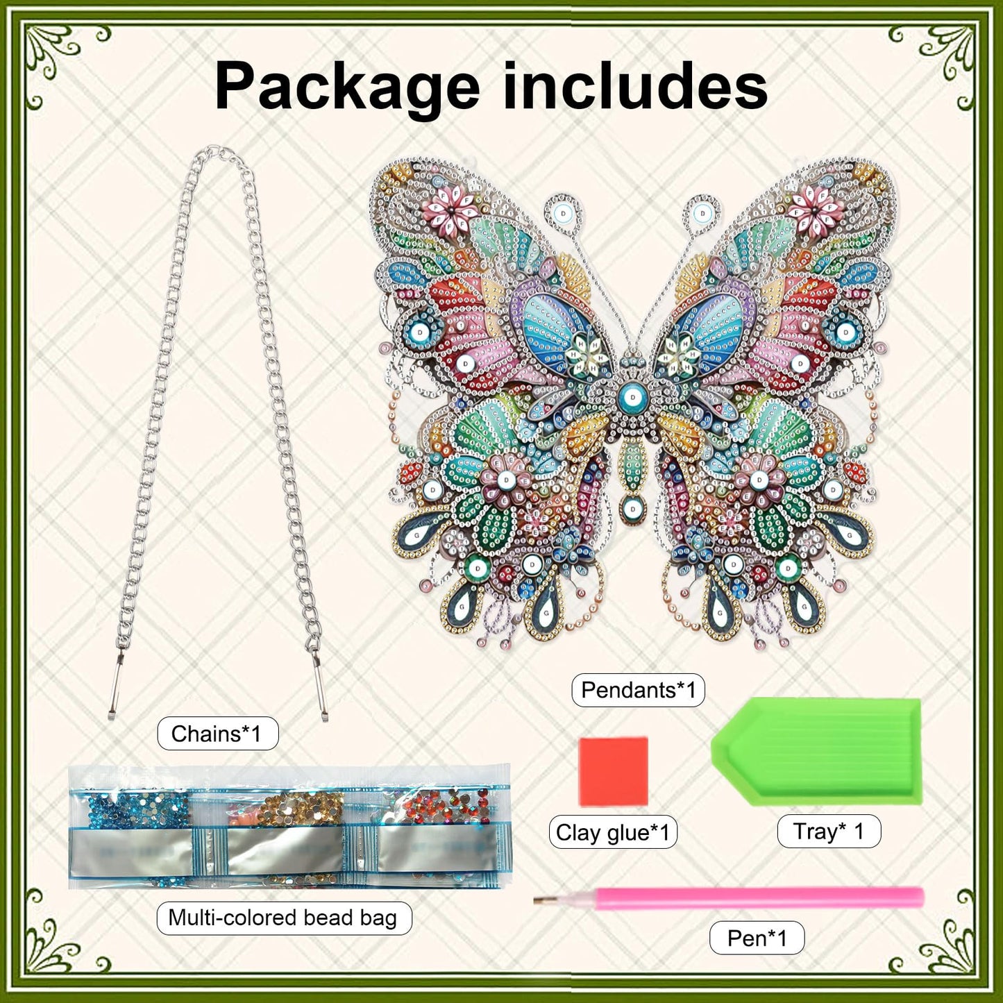 Diamond Art Painting Hanging Pendant, DIY Butterfly 5D Special Shape Crystal Diamond Art Partial Mosaic Making Craft Wreath Ornaments, Large size Home wall decor window decoration Handmade Gift
