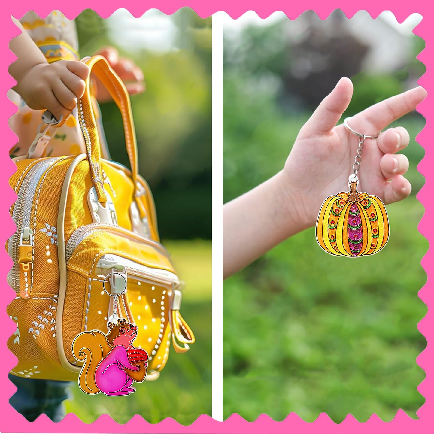 Ayhuhra 30 Sets Fall Leaf Pumpkin Acorn Suncatchers Keychains Craft Kits DIY Window Art Paint Kit Fall Arts and Crafts Maple Leaf Sun Catchers for Seniors Autumn Thanksgiving Art Project