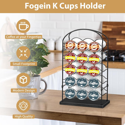 K Cups Holder, Coffee Pod Organizer for Coffee Bar, Home or Office Kitchen Counter (Capacity of 30 Pods, Black)