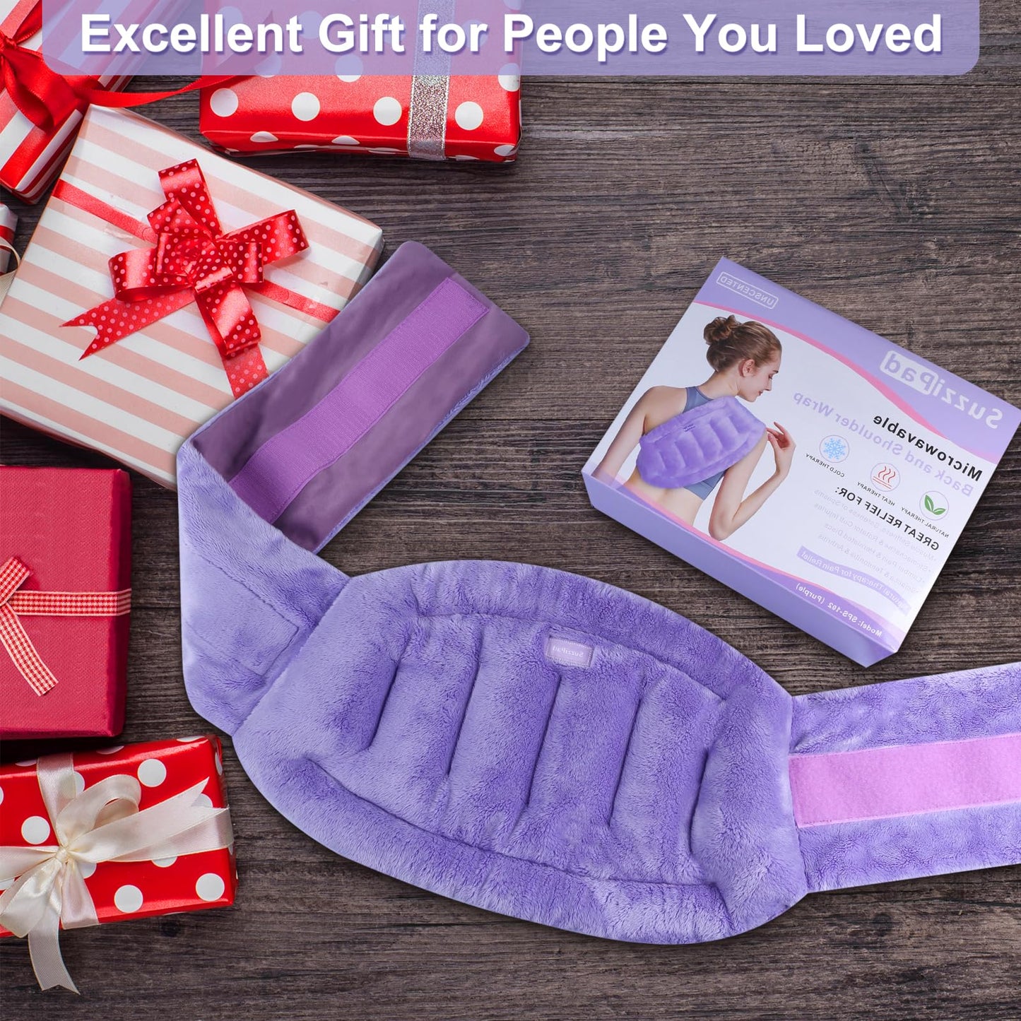 SuzziPad Microwave Heating Pad for Back Discomfort, Microwavable Heat Pads for Lumbar, Waist, Stomach, Neck Shoulder, Wrap with Moist Therapy, Warm & Cold Compress
