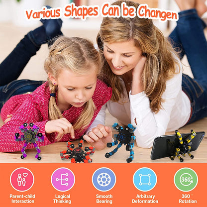 12 Pack Funny Sensory Fidget Toys,Deformable Chain DIY Robot Spinners Fingertip Stress Relief Gyro Toy Birthday Gifts Easter Basket Goodie Bag Stuffers Classroom Prizes Party Favors for Kids Adults