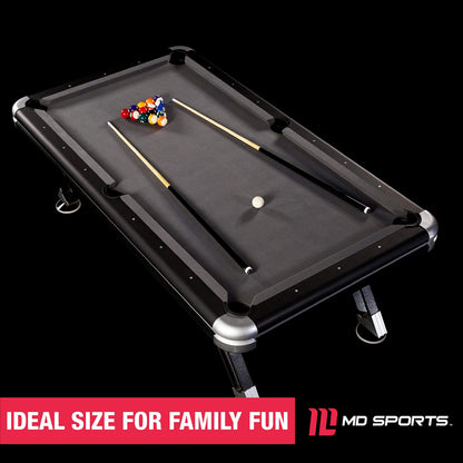 MD Sports 7.5' ft Titan Pool Table with Billiard Ball and Cue Stick Set