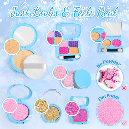 INNOCHEER Pretend Makeup for Toddlers, Toy Play Makeup Set for Kids 3-5, Toddler Makeup Kit Pretend, Frozen Toys for Kids Fake Makeup, Gifts Toys for 3 4 5 6 7+ Year Old Girls (Not Real Makeup)