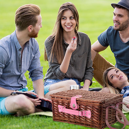 YPshuye Picnic Basket Set for 4 with Waterproof Blanket Mat Insulation Bag Wicker Pink Stripe Classic Fresh Gift for Christmas Thanksgiving Wedding Birthday Camp Outdoor Beach Travel