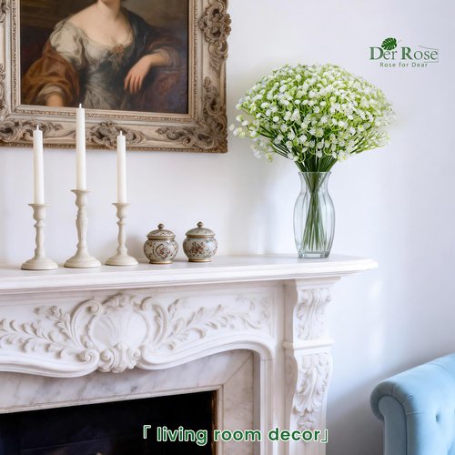 Der Rose 24PCS White Babys Breath Artificial Flowers,11'' Elegant Faux Baby Breath Flowers for Wedding Home Decor, Table Centerpieces & DIY Fake Flowers