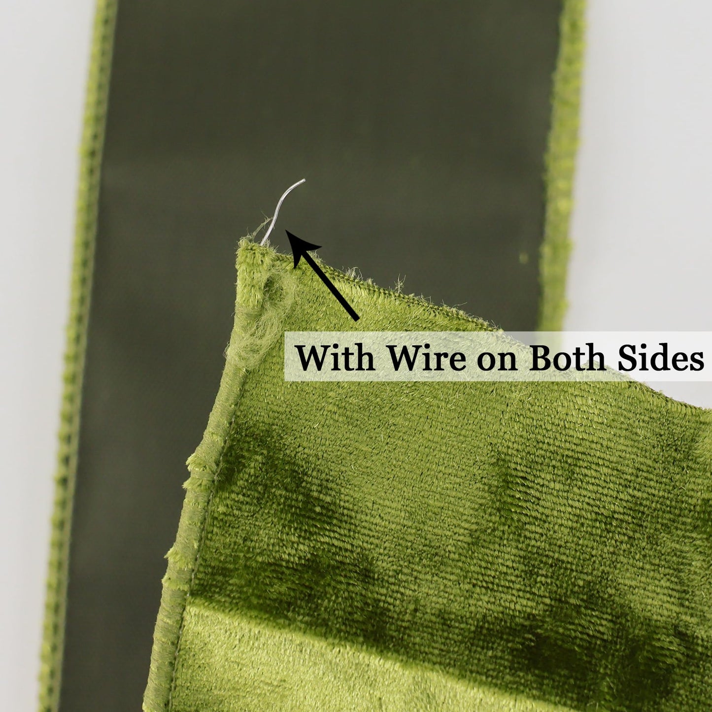 MEEDEE Moss Green Velvet Wired Ribbon 2.5 Inch - 10 Yards Crushed Velvet Christmas Ribbon for Tree Decoration, Wreath Supplies, Crafts Bow Making