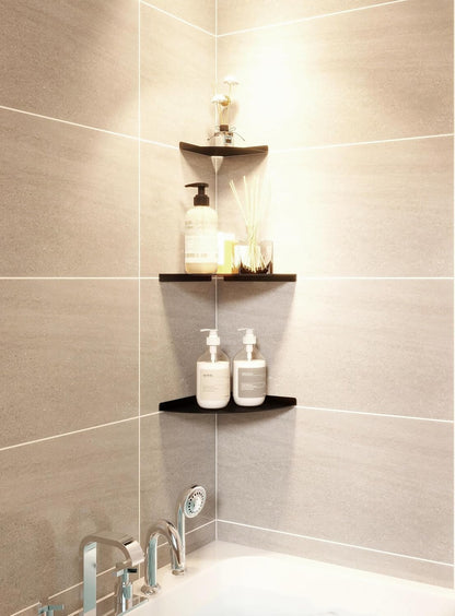 YUjieSTC 6 Inch 3.0mm Corner Shelf - Heavy Duty Aluminum Alloy Wall Mounted Floating Shelf for Bathroom, Kitchen