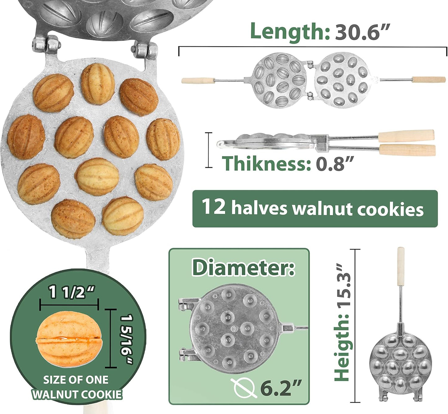 12 Walnut Cookie Mold Maker - Oreshki Mold Maker - Walnut Cookie Molds - Russian - Oreshki Maker