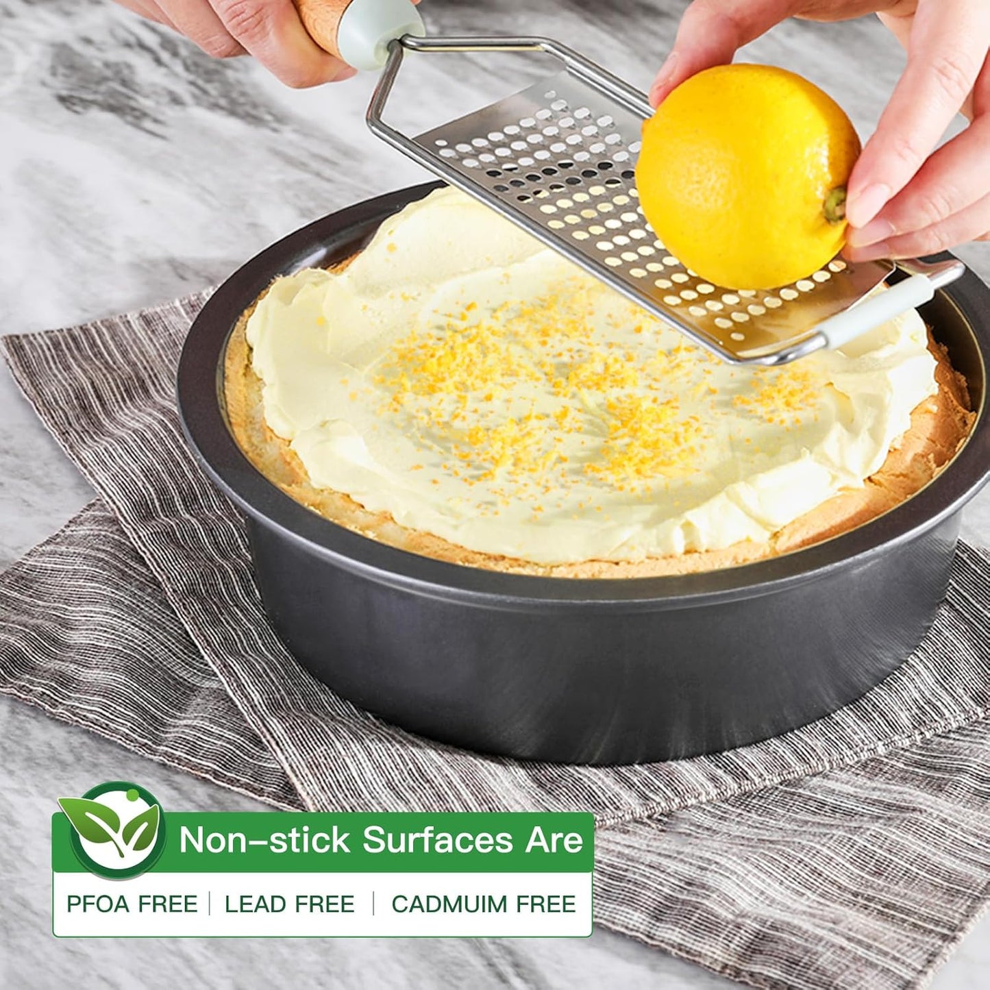 HONGBAKE 8 Inch Round Cake Pan Set with 60 Pieces Parchment Paper, Nonstick Circle Cake Pans Set of 2