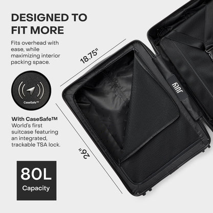 July Checked with CaseSafe - 24.5" Built in Tracking, Airline Approved Check In Luggage with Wheels, Spinner Suitcase for Men & Women - Rolling Suitcase, Spinner Wheels, Y-Strap - Dark Brown