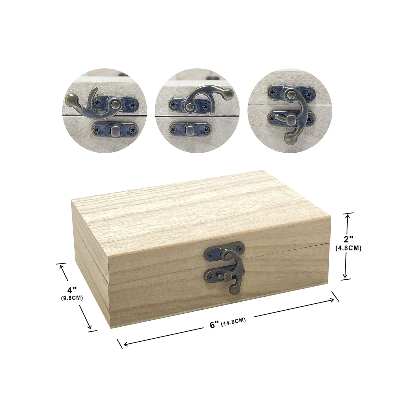 Cregugua 8 Pack 6 X 4 X 2 Inch Unfinished Wooden Box For Crafts Small Keepsake Box Treasure Chest Wood Jewelry Box