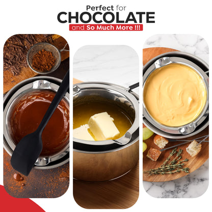 AVACRAFT Double Boiler 18/8 Stainless Steel Double Boiler Pot with Stainless Steel Pot and Silicone Spatula, Double Boiler Set for Melting Chocolate, Candy, Soap, Wax, Candle Making (1 Quart)