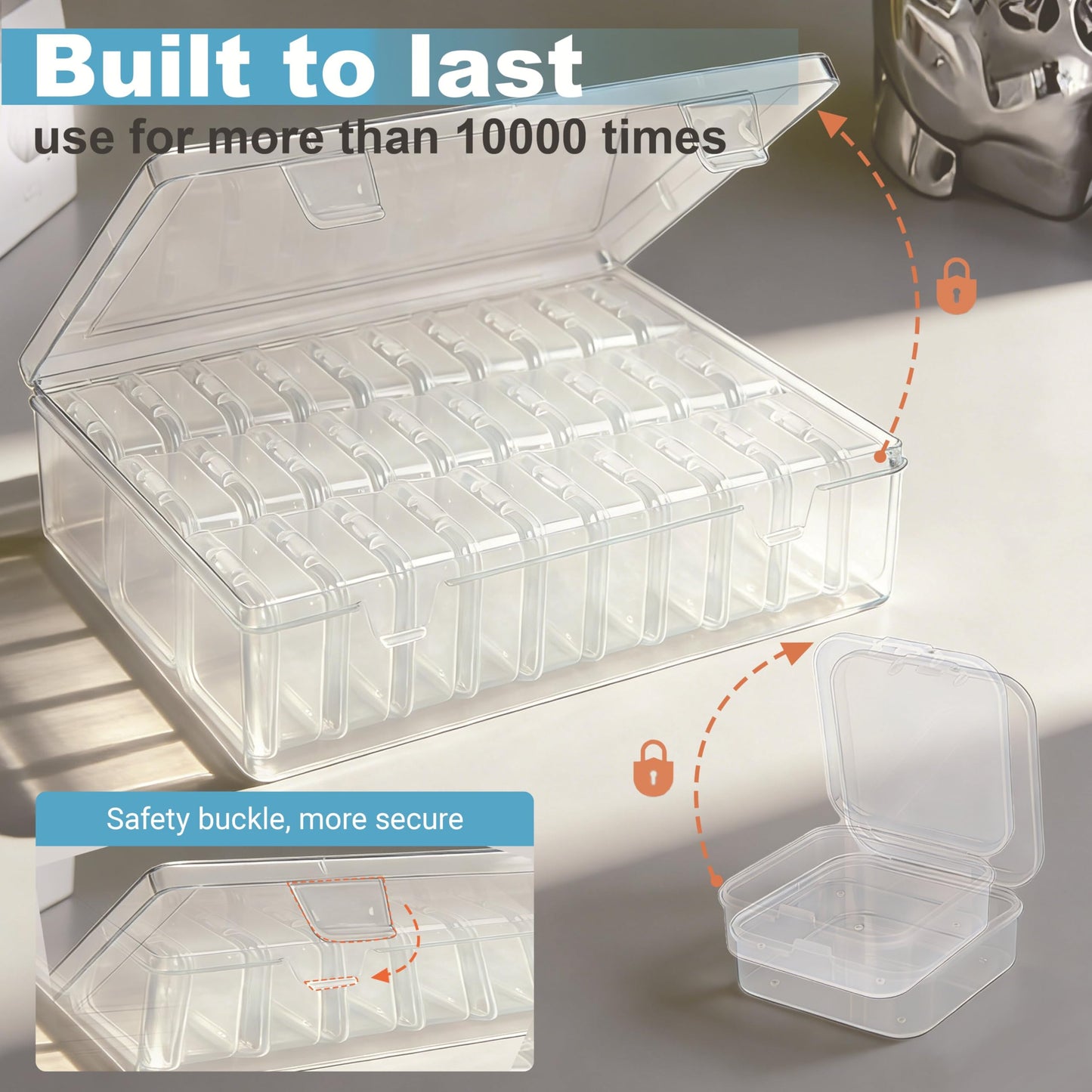 Lhazemu Bead Organizer Box 31-Piece Contains Forty Label Sheets Small Beads Storage Cases and Plastic Container with Hinged Lids Containers for Jewelry Making, Bracelet Crafts and DIY Projects