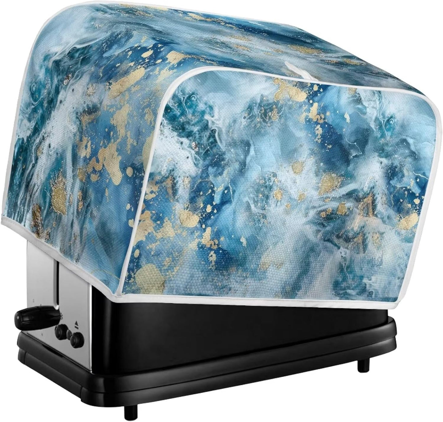 ZDCUSTOM Blue Marble Toaster Cover, Quilted 4 Slice Dustproof Appliance Protector for Kitchen