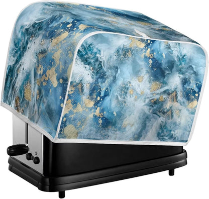 ZDCUSTOM Blue Marble Toaster Cover, Quilted 4 Slice Dustproof Appliance Protector for Kitchen