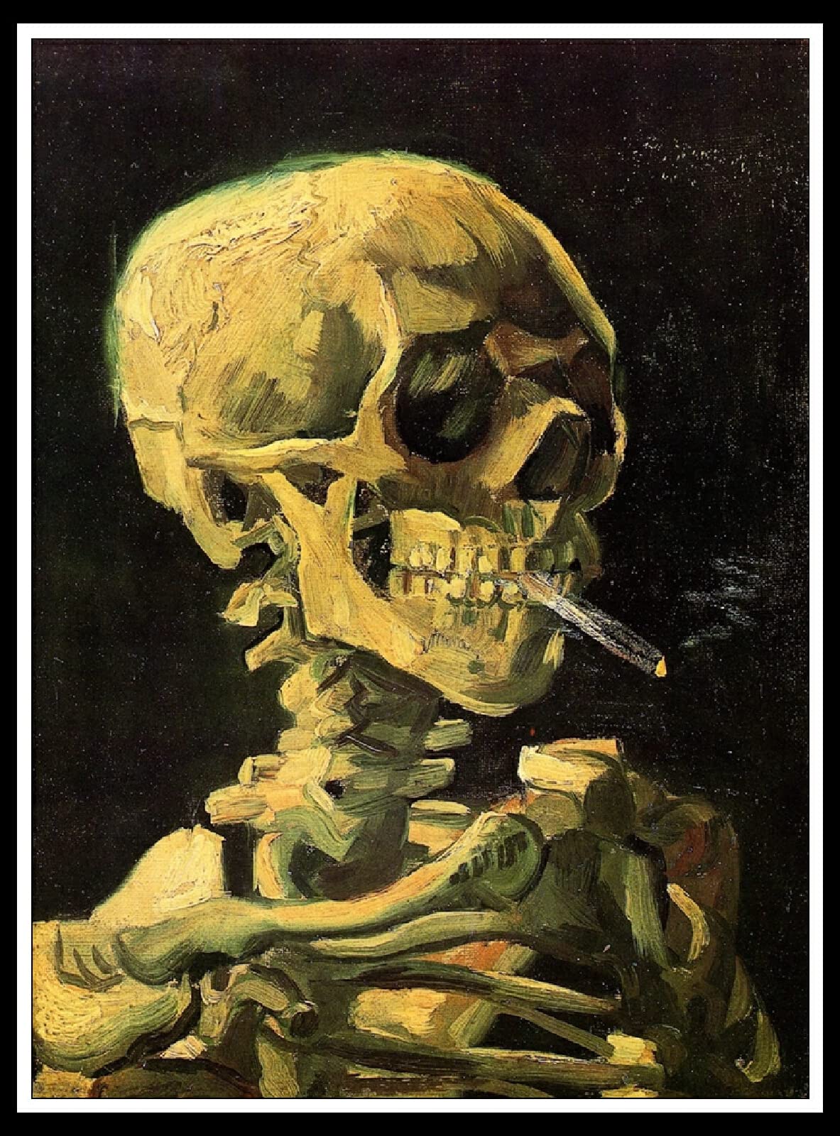 ZZMQ 5D Skull with Burning Cigarette by Vincent Van Gogh Diamond Painting by Numbers Kits for Adults,Crystal Rhinestone Diamond Embroidery Cross Stitch Kit Pictures Arts Craft for Home Decor(12X16In)