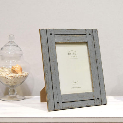 Prinz Homestead Rustic Wood Picture Frame, 5-Inch by 7-Inch, Distressed Finish, Tabletop or Wall Mount