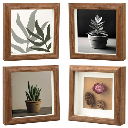 4Packs 5x5 Wooden Shadow Box Frame Picture Frame Solid Wood Memory Shadow Box Display Case to Hang Memory Box Sports Memorabilia, Pins, Awards, Medals, Wedding, Tickets and Photos