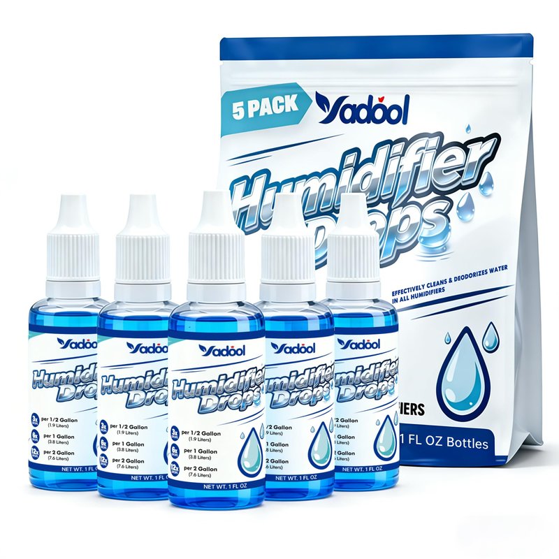 Yadool [5 Pack] Humidifier Cleaner Drops, Humidifier Water Treatment Cleaning Solution for All Makes & Models - Slows Buildup & Scaling - Deeply Cleans & Deodorizes Water - 500+ Day Supply