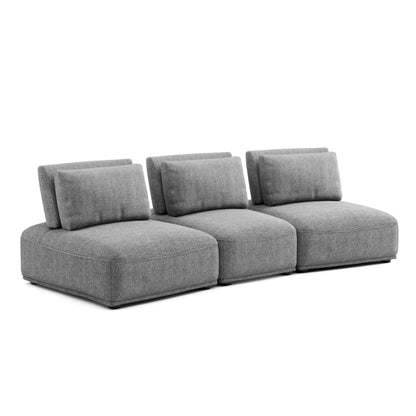 Furniture of America Tatiana Modern Chenille 3-Piece Curved Modular Sectional Sofa with Adjustable Backrest for Living Room, Office, Free-Combined, FSC & Oeko TEX Certified, Gray