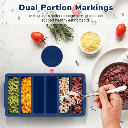 Silicone Freezer Trays with Lid (4-Pack), 1-Cup, 2-Cup, 1/2-Cup & 2-Tbsp Silicone Freezer Molds, Stackable Soup Freezer Meal Prep Containers,Ice Cube Tray for Making Sauce,Smoothies,Yogurt Bites