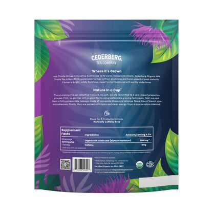 Cederberg Tea Company Organic Milk Thistle Tea — 30 Tea Bags | Organic Herbal Tea From Single Origin | Eco-Friendly Tea Bags | Non-GMO Caffeine Free Tea With Zero Sugar