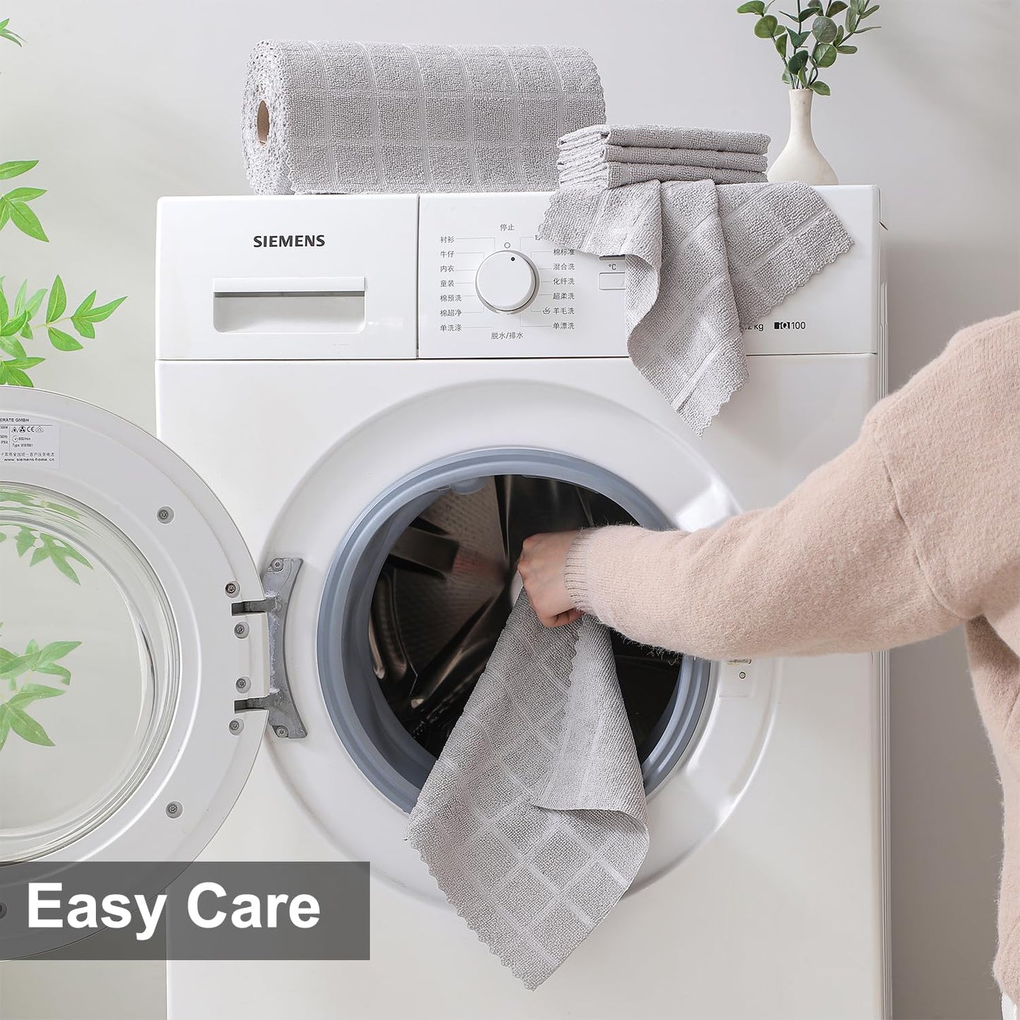 Ferdilan 80 Pack Microfiber Cleaning Cloth Roll,Lint Free Rags Paper Towels & Tear Away Reusable Towels,Washable Shop Rags,Wash Cloths Dish Rags(12" x 12") for Car Kitchen Window Garage-Light Gray