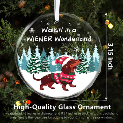 Christmas Ornaments 2025 - Dachshund Christmas Decorations Weiner Dog Decor Dachshund Gifts for Women Glass Christmas Dachshund Ornament with Box