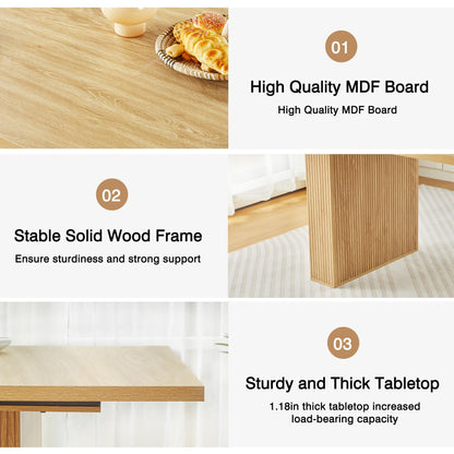 weselon 78 Inch Dining Table for 6 8 10, Modern Farmhouse Rectangular Kitchen Table, Long Dining Room Tables with Wood Strip Base for Kitchen Living Room (Natural)