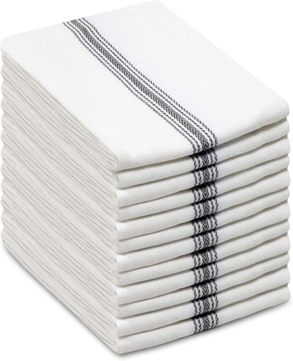 12 Pack Commercial 16x28-30 Cotton Craft - Scandia Stripe - Pure Cotton - Professional Restaurant Grade Kitchen Dish