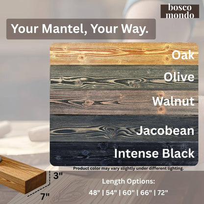 BoscoMondo Solid Wood Fireplace Mantel Shelf, Floating Mantle for Living Room, Farmhouse Rustic Wood Mantel, Easy Wall Mount with Heavy-Duty Metal Bracket (72", Intense Black)