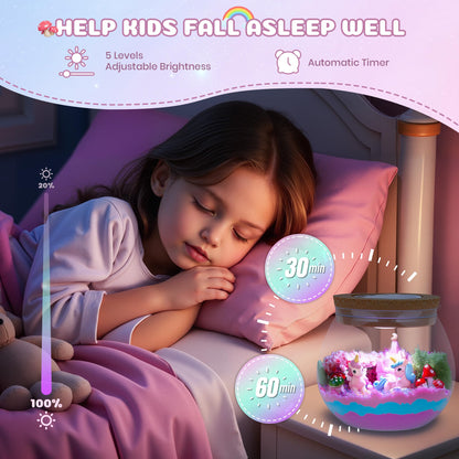 Nicella Unicorn Light-Up Terrarium Kit for Kids - LED Night Light Birthday Gift for Girls Ages 4 5 6 7 8-12 Year Old - Unicorn Toys for Girls - DIY Arts and Crafts Kit for Kids - Best Presents