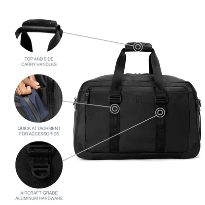 Travelpro Altitude Double Expansion Travel Duffel Bag, 40-48L, Weekender, Overnight, Water Resistant, Men and Women, Jet Black