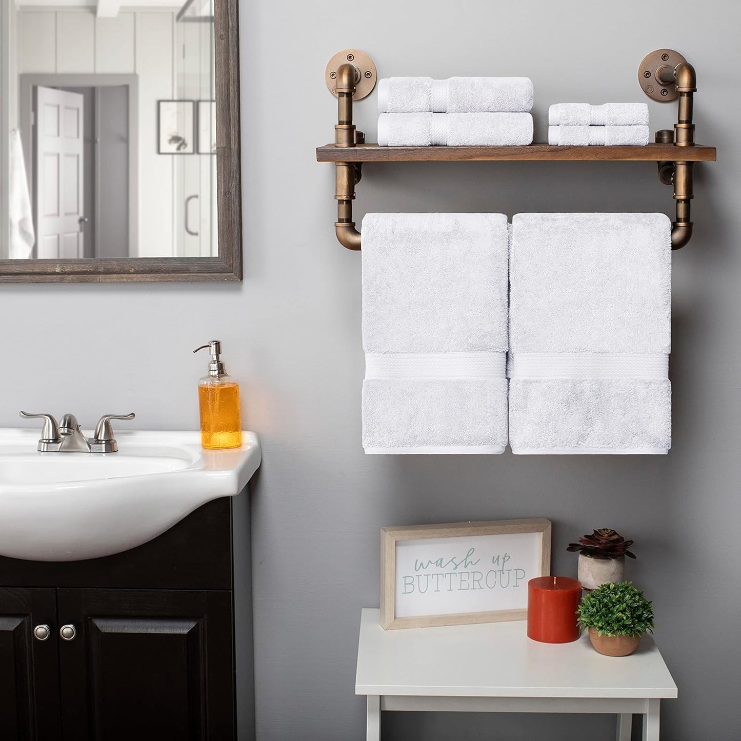 Set, 6PC, Superior Egyptian Cotton Solid Towel Monaco White