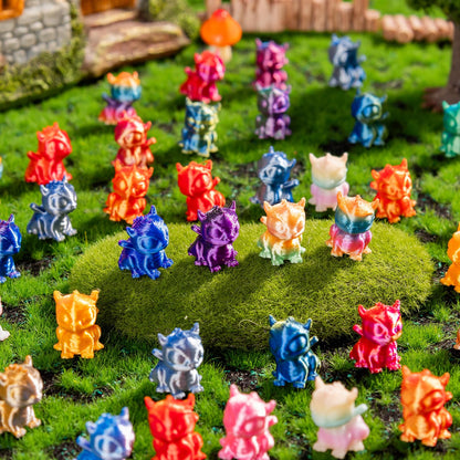 Teenzee 100pcs Mini 3D Printed Animals Tiny Dragon Plastics Figures Miniature Little Small Animals Figurines Bulk for Micro Fairy Garden Landscape Accessories Hide Crafts Decor Aquarium