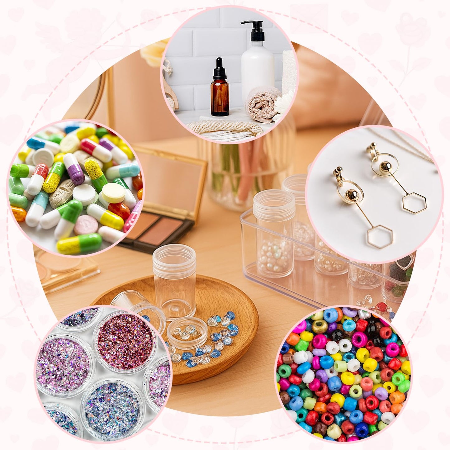 BigOtters Embroidery Diamond Storage Box, 30PCS Big Clear Plastic Bead Containers with Silicone Funnel for Jewelry Painting DIY Art Craft Rhinestones Sewing Cosmetic Nail Glitter Powder