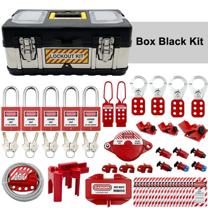SAFBY 2-in-1 Lockout Tagout (Loto) Kits–Complete OSHA Safety Group Lock Out Hasps, Tag Out Clamp-On Circuit Breaker Lockout for Universal Multi- Pole Breaker Electrical Kits Station (2 Kits in 1)