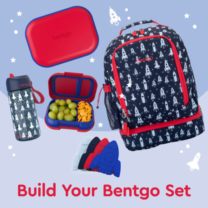 Bentgo Chill Kids Leak-Proof Lunch Box - 4-Compartment Bento Box with Built-In Ice Pack, 3.3 Cup Capacity, PFAS & BPA-Free, Microwave & Dishwasher Safe, Ideal Size for Ages 3 to 7 (Red/Royal)