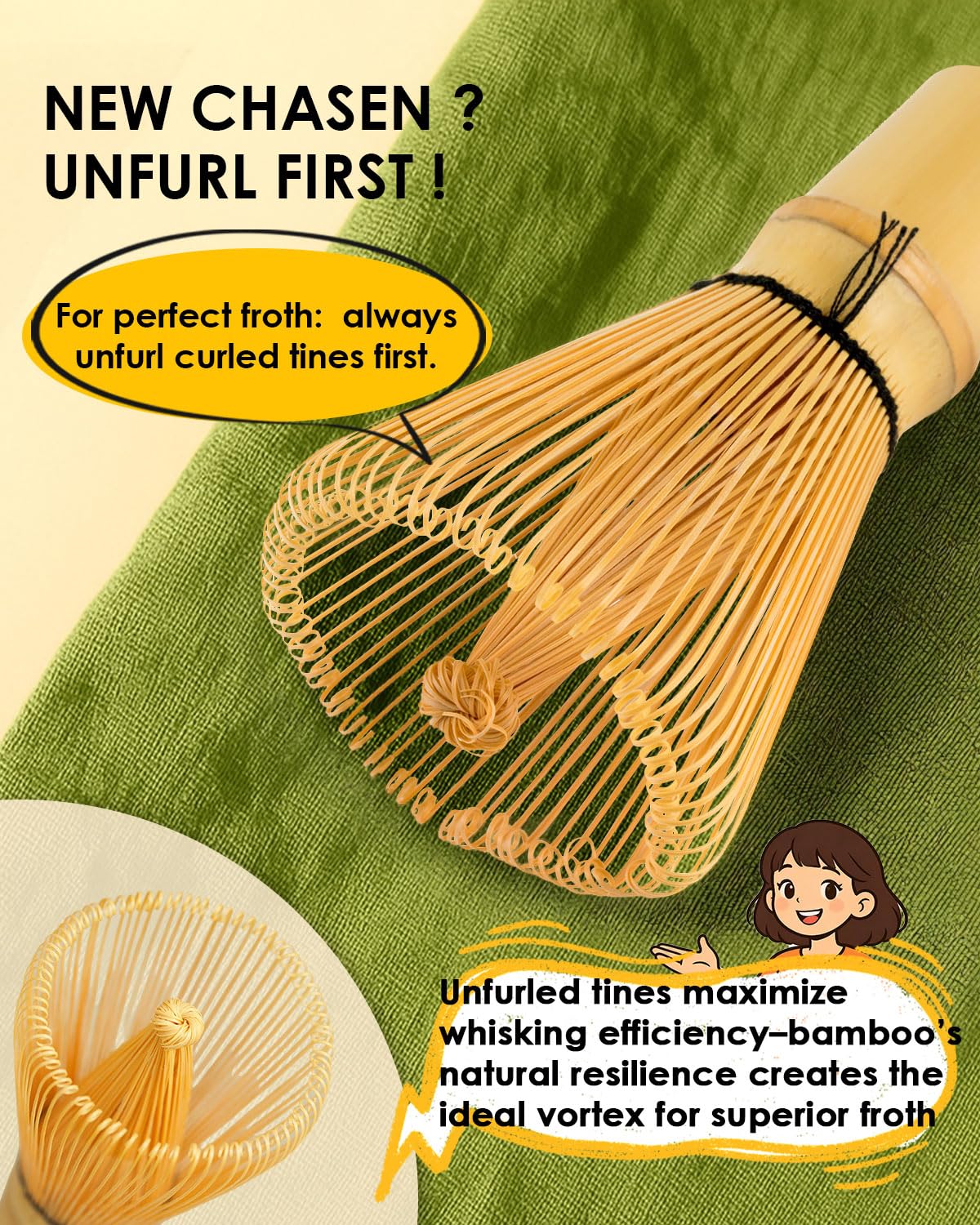 Matcha Whisk - 2-pack Bamboo matcha Whisk set, Handcrafted Traditional Japanese Chasen, 100-Prong Matcha Stirrer Wisk Mixer Brush for Authentic Matcha Tea Preparation