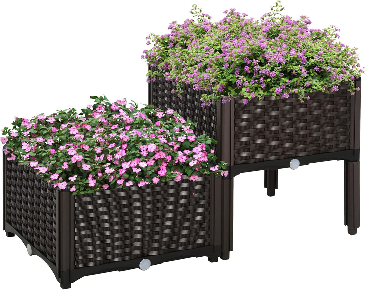 2 Outsunny Piece Raised Garden Bed with Legs, Planter Box Raised Bed to Grow Flowers, Herbs & Vegetables, Brown