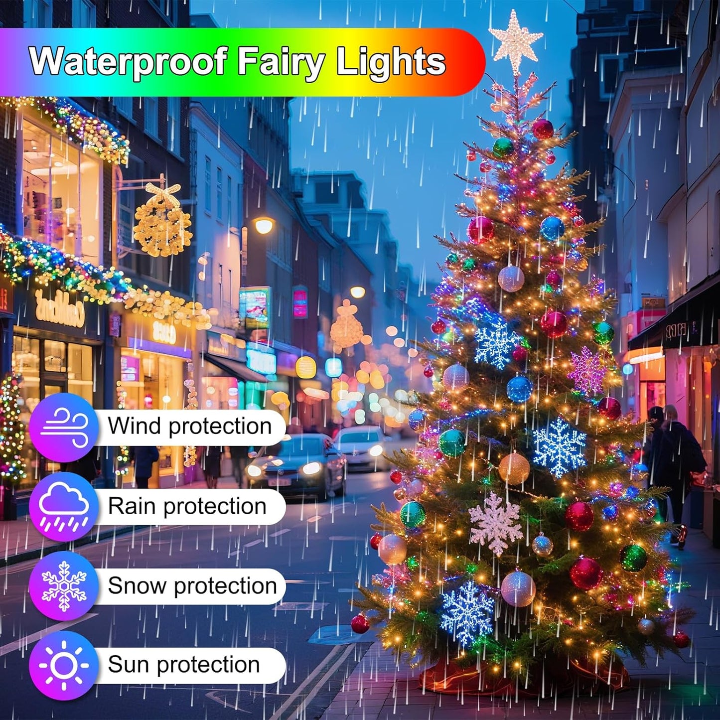 200FT 600LED 8 Christmas Lights Plug in,Outdoor Indoor Fairy Lights with Timer and Modes,Christmas Tree Lights