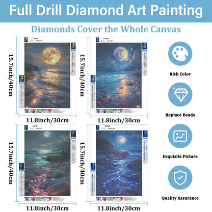 DOTSOPS Diamond Painting Kits Art Adults Painting Kit Crafts DIY 5D Diamond Art Packs Kits Full for Adults Beginner Home Wall Decoration Gift 11.8x15.7 Inches (4 Pack Moon Lake)