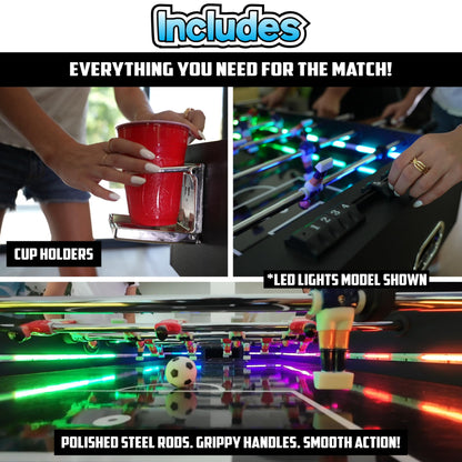 PartyLife 48" Foosball Table w/Folding Steel Legs | Minimal Assembly, Smooth Surface, Very Sturdy - Perfect for Kids and Adults, Game Rooms & Home Arcade!