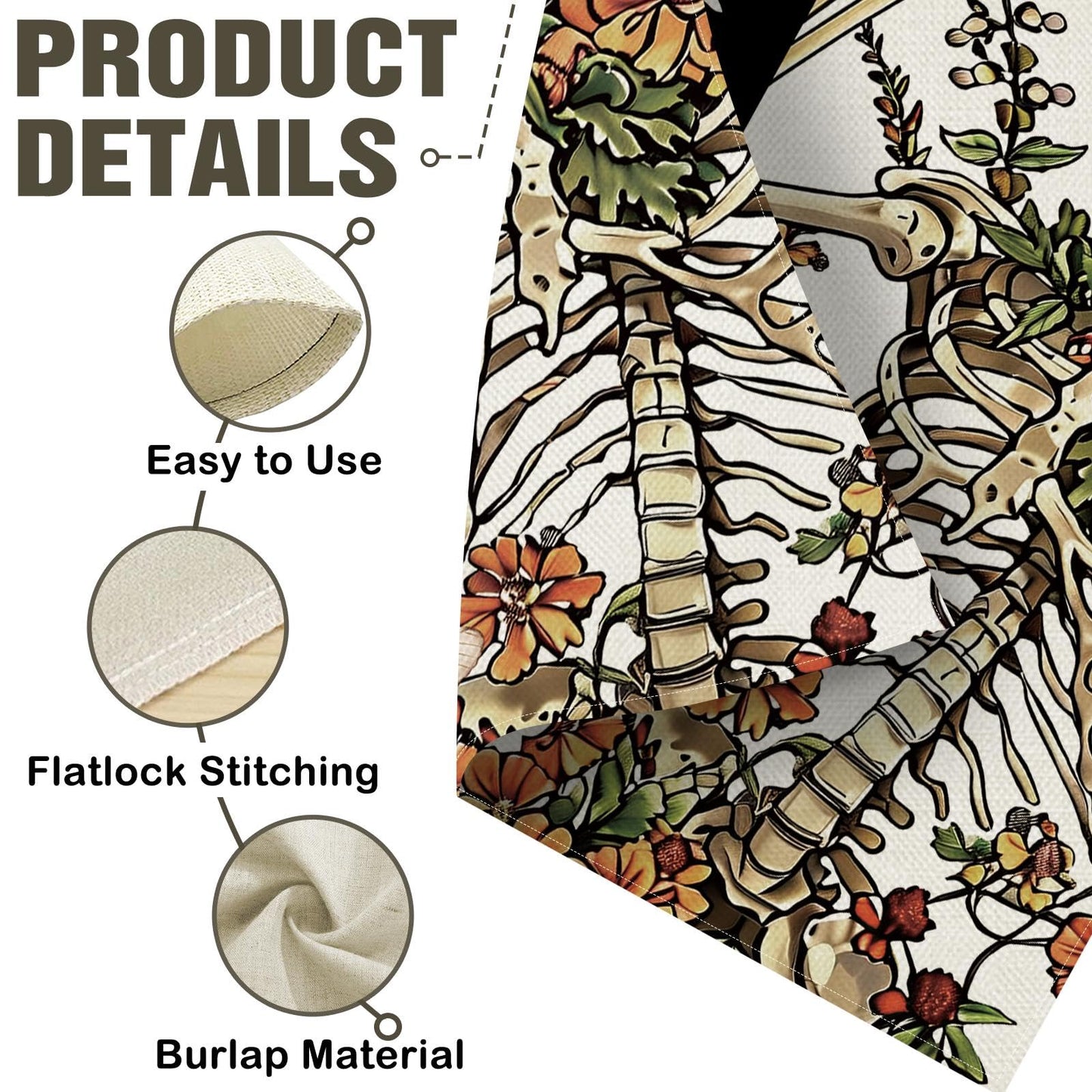 Dyrenson Funny Skeleton Decorative Garden Flag, Gothic Be a Nice Human Skull Flower Yard Outside Home Decoration, Spring Summer Floral Butterfly Burlap Outdoor Small Decor Double Sided 12 x 18