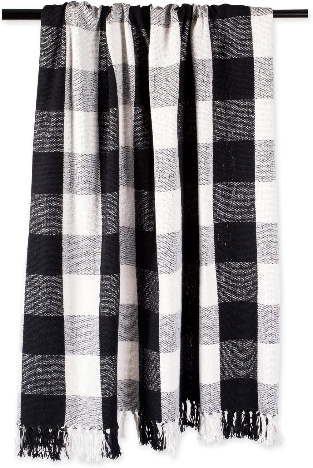 DII Buffalo Check Collection Rustic Farmhouse Throw Blanket, 50x60, Black/White